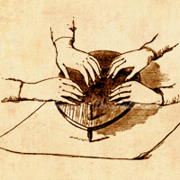 The first known planchette drawing, from October 26, 1867 'Once a Week' article. Oddly, the engraving shows a traditionally British form while supposedly depicting an American plank. The first known planchette drawing, from October 26, 1867 'Once a Week' article. Oddly, the engraving shows a traditionally British form while supposedly depicting an American plank.