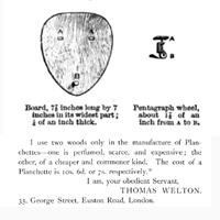 Composite Welton ad & drawing of possible Welton plank, &quotOnce a Week" 1867	
